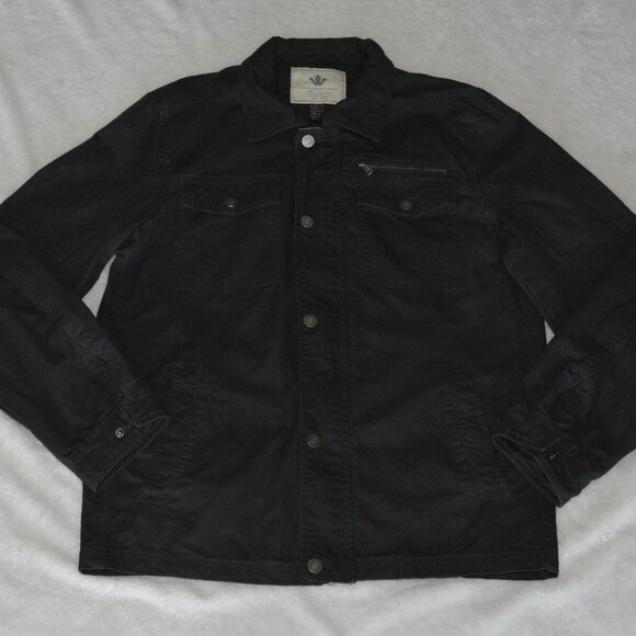 Wenven Men's sz Large Black Canvas Jacket Military Jacket Outerwear - Picture 3 of 6